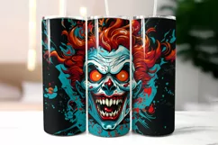 Creepy Clown Face Tumbler Wrap | Scary Clown Sublimation Product Image 2