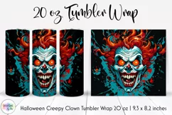 Creepy Clown Face Tumbler Wrap | Scary Clown Sublimation Product Image 1