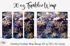 Merry Christmas Tumbler Wrap with Golden Snowflakes Product Image 1