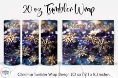 Merry Christmas Tumbler Wrap with Golden Snowflakes Product Image 1