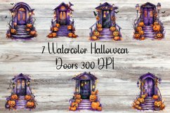 7 Halloween Doors- watercolor clipart - png download Product Image 1