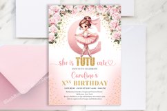 Letter C monogram floral girl tutu any birthday invite ZB72 Product Image 3