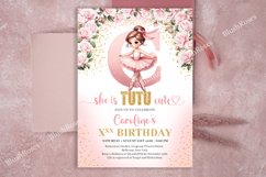 Letter C monogram floral girl tutu any birthday invite ZB72 Product Image 2