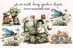 Whimsical Daisy Garden Clipart PNG Product Image 1