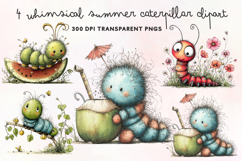 Whimsical Summer Caterpillar Clipart PNG Product Image 1