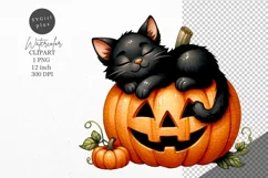 Halloween clipart, Black cat clipart, Kids Halloween Product Image 1