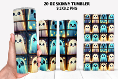 Ghost Skinny Tumbler 20oz Wrap Design, Halloween Tumbler PNG Product Image 1