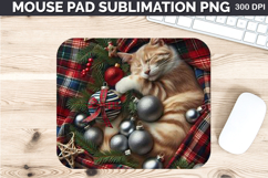 Watercolor Cat Mouse Pad Sublimation - Christmas PNG Design Product Image 1