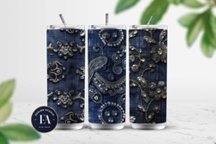 Navy Crystal Embroidery | Luxury Denim Fabric Texture Product Image 2