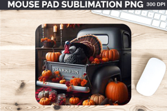 Watercolor Turkey Mouse Pad Sublimation - Thanksgiving PNG Product Image 1