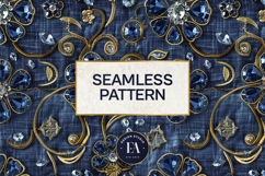 Navy Crystal Embroidery | Luxury Denim Fabric Texture Product Image 3