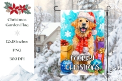 Watercolor Winter Dog Garden Flag, Christmas Garden Flag PNG Product Image 1