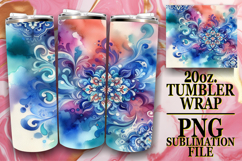 Happy beginnings 20oz tumbler wrap, Watercolor Pattern Product Image 1