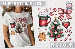 Christmas Coquette Bow PNG Holidays Funny Watercolor Product Image 1