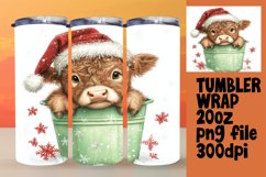 Cute Watercolor Christmas Cow Tumbler - 20oz Sublimation Product Image 1
