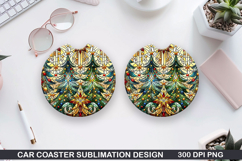 Christmas Tree Car Coaster Sublimation|Christmas Coaster PNG Product Image 1