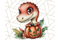 Fall Dinosaur PNG Clipart with Autumn Elements, Cute Dino Product Image 2