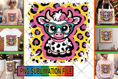 Unique Sublimation TSHIRT PNG, Cute Cow Product Image 1