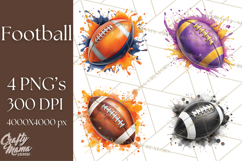 Football Clipart PNG with Team Color Paint Splash Design Product Image 1