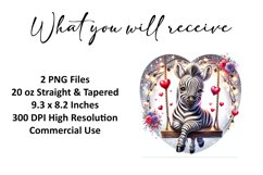 Valentine's Day Zebra Tumbler Wrap Sublimation Design Product Image 2