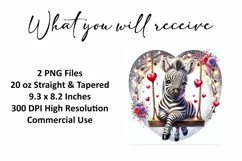 Valentine's Day Zebra Tumbler Wrap Sublimation Design Product Image 2
