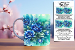 Colorful 11oz Mug Wrap Png Template , Watercolor Patter Product Image 1