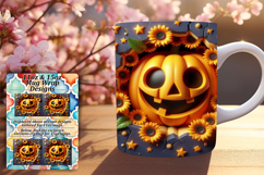 Vibrant 11oz Mug Wrap Png Design , 3D Pumpkin Product Image 1