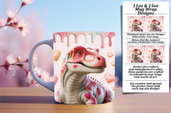 Warm 11oz Mug Wrap Png Artwork , Cute Dino Product Image 1