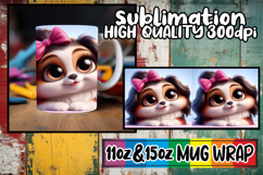 Cozy afternoons sublimation mug wrap, 3D Dog Product Image 1