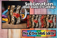 Stylish 3D Leopard and Flower Mug Wrap Art Product Image 1