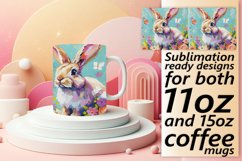 Spring Bunny Mug Wrap: Whimsical Watercolor Art Product Image 1