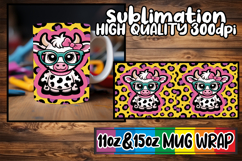 Cozy mornings 11oz 15oz mug wrap, Cute Cow Product Image 1