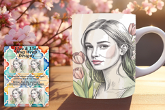 Stylish 11oz Mug Wrap Png Template , Beauty Woman Product Image 1