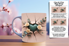 Chic 11oz Png Mug Wrap Template , 3D Heart Product Image 1