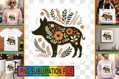 Cheerful Tote Bag Designs PNG, Flower Animals Product Image 1