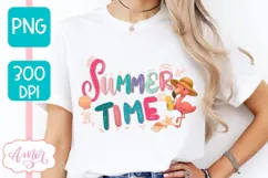 Summer time PNG for Sublimation design, Pink flamingo PNG Product Image 3