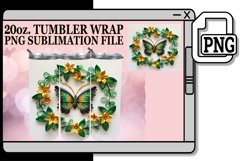 Spring Garden Butterfly Tumbler Wrap - 20oz 3D Design Product Image 1