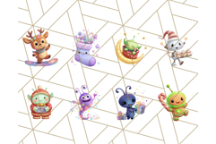 Alien Christmas Clipart, Cute Outer Space Holiday PNG Product Image 6
