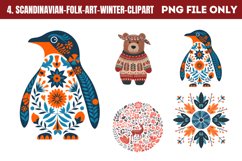 Scandinavian Folk Art Winter Clipart PNG Product Image 1