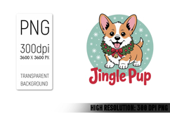 Cute Christmas Dog, Animal Sublimation Clipart PNG Product Image 1