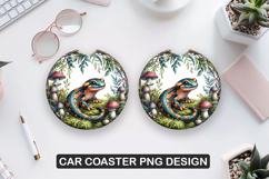 Reptile Car Coaster Sublimation| Animal Coaster PNG Product Image 1