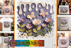 Playful TSHIRT Gift Ideas PNG, 3D Flowers Product Image 1