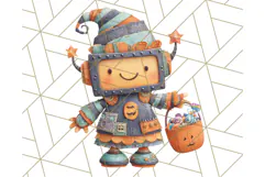Kawaii Halloween Clipart Cute Kids and Candy Elements Png Product Image 2