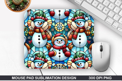 Snowman Mouse Pad Sublimation, Christmas Mouse Pad PNG Product Image 1