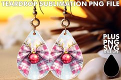 Bright Teardrop Earrings Designs PNG, Christmas Bow Product Image 1