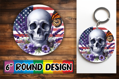 Sweet Sublimation Circle Keychain, Skull USA Product Image 1