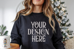 Christmas Gildan 18000 Black Crewneck Sweatshirt Mocku Product Image 1