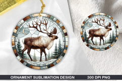 Cute Deer Stained Glass Ornament PNG, Digital Download File Product Image 1