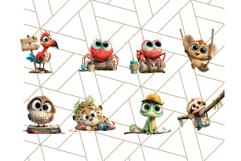 Cute Safari Animal Clipart with Jungle Accessories Png Product Image 6