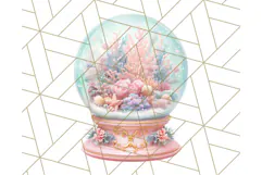 Coral and Aqua Christmas Clipart PNG, Pastel Holiday Art Product Image 2